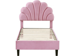 Eenpersoonsbed velours fluweel schelp design "Manon" - 90 x 190 cm - Rose