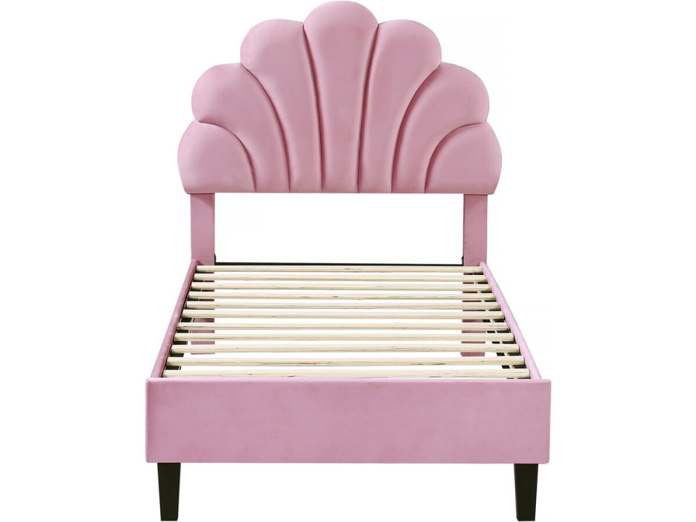Eenpersoonsbed velours fluweel schelp design "Manon" - 90 x 190 cm - Rose