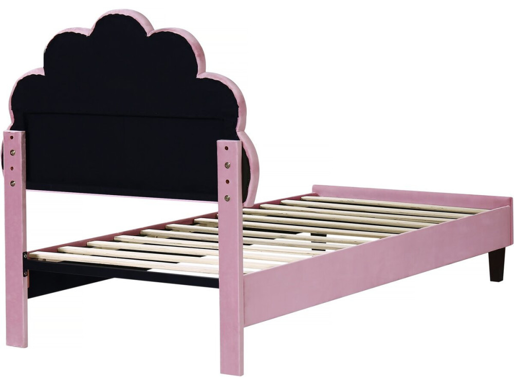 Eenpersoonsbed velours fluweel schelp design "Manon" - 90 x 190 cm - Rose