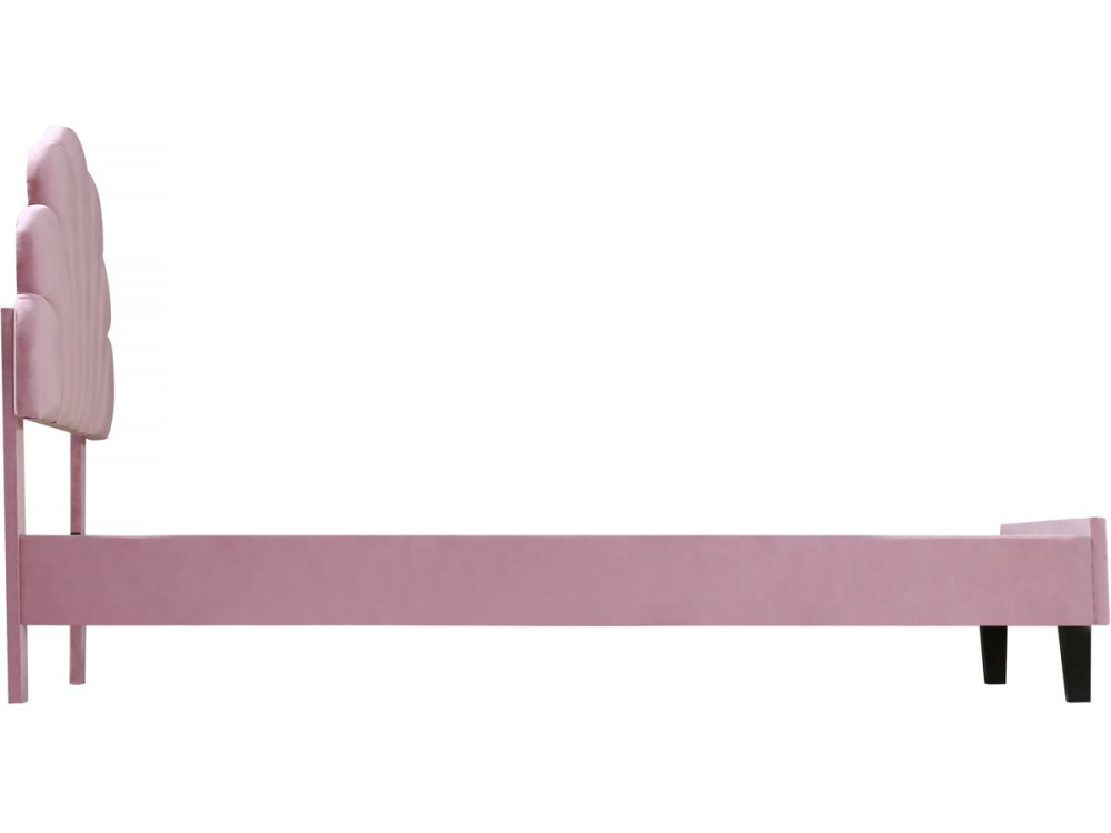 Eenpersoonsbed velours fluweel schelp design "Manon" - 90 x 190 cm - Rose