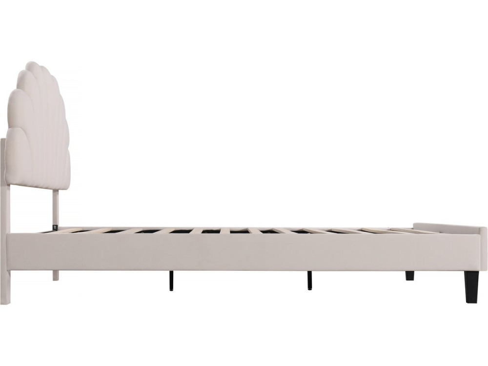 Tweepersoonsbed velours fluweel schelp design "Manon" - Beige - lichtbruin - 140 x 190 cm