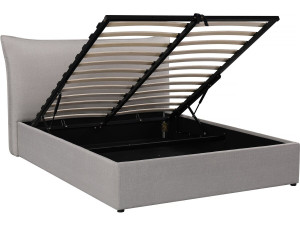 Tweepersoonsbed bed met opbergruimte hoofdbord "Megeve" 140 x 200 cm - Grijs
