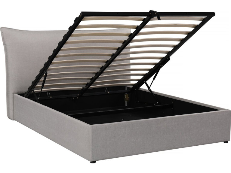 Tweepersoonsbed bed met opbergruimte hoofdbord "Megeve" 140 x 200 cm - Grijs