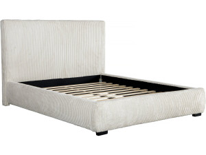 Tweepersoonsbed bed met hoofdbord velours ribfluweel "Montana" - 180 x 200 cm - Beige - lichtbruin
