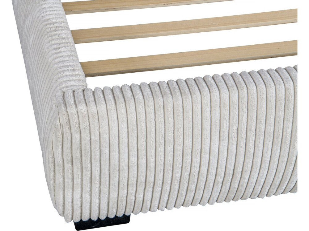 Tweepersoonsbed bed met hoofdbord velours ribfluweel "Montana" - 180 x 200 cm - Beige - lichtbruin