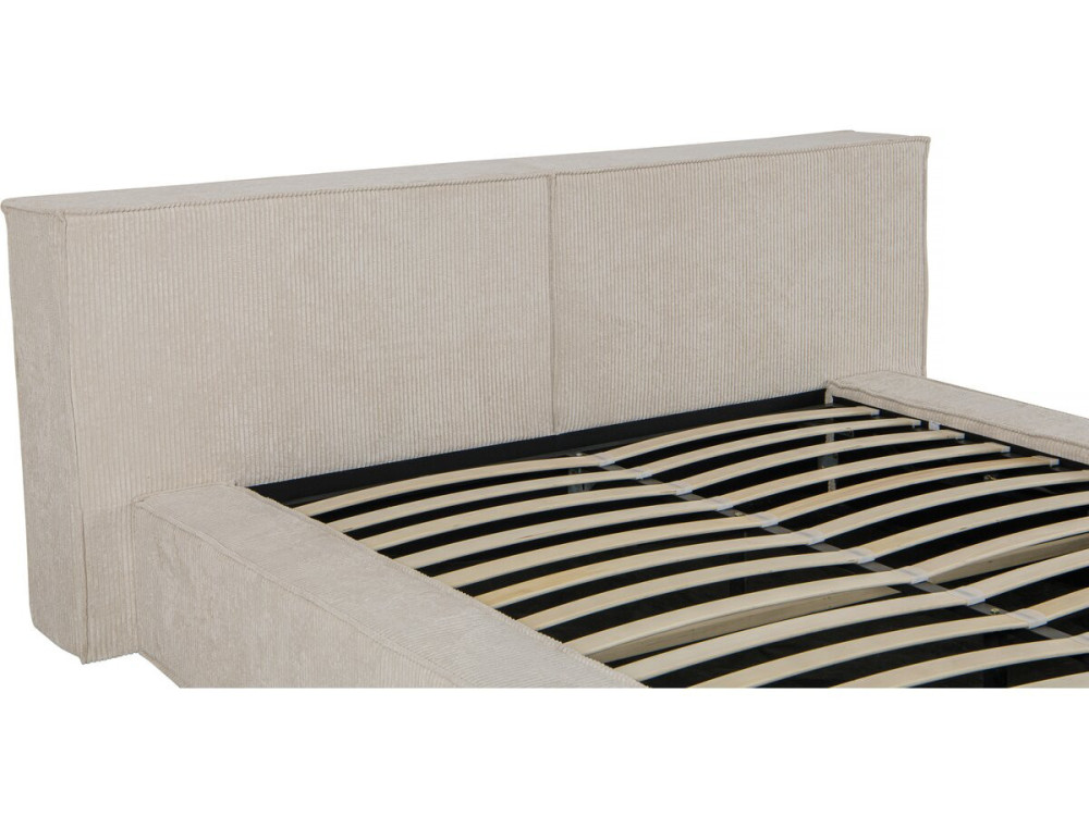 Tweepersoonsbed met opbergruimte bed met hoofdbord velours ribfluweel "Courchevel" - 180 x 200 cm - Beige - lichtbruin