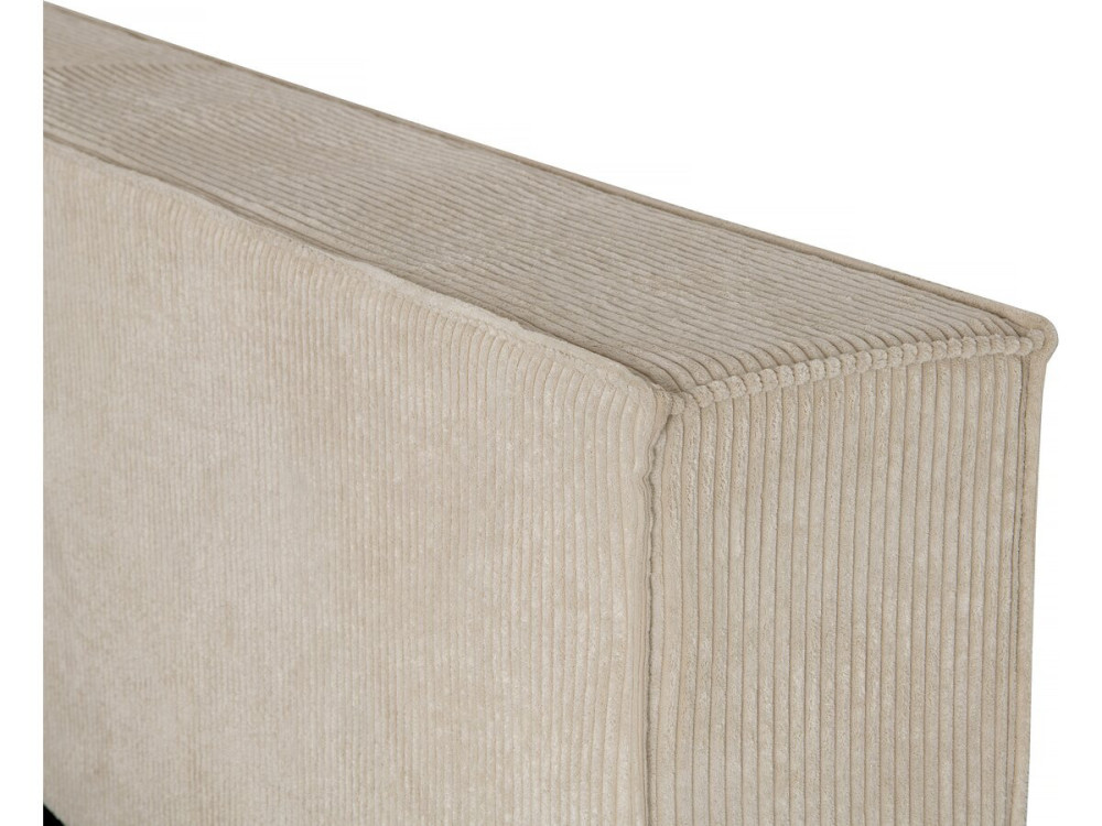 Tweepersoonsbed met opbergruimte bed met hoofdbord velours ribfluweel "Courchevel" - 180 x 200 cm - Beige - lichtbruin