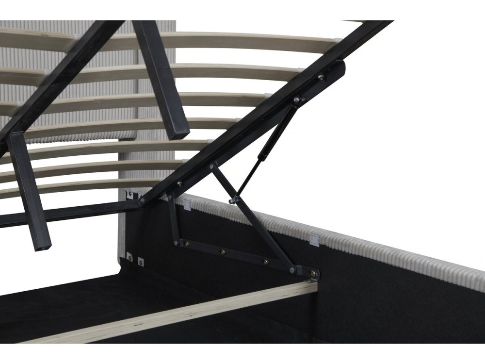 Tweepersoonsbed met opbergruimte en verlichting velours ribfluweel "Cortina" - 140 x 190 cm-  Beige - lichtbruin