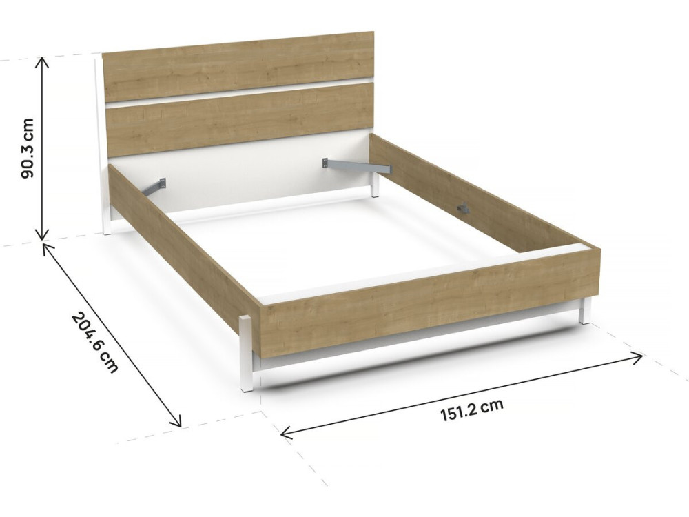 "Craft" Uitschuifbaar Tweepersoonsbed - Hout - 140 x 200 cm - Bruin
