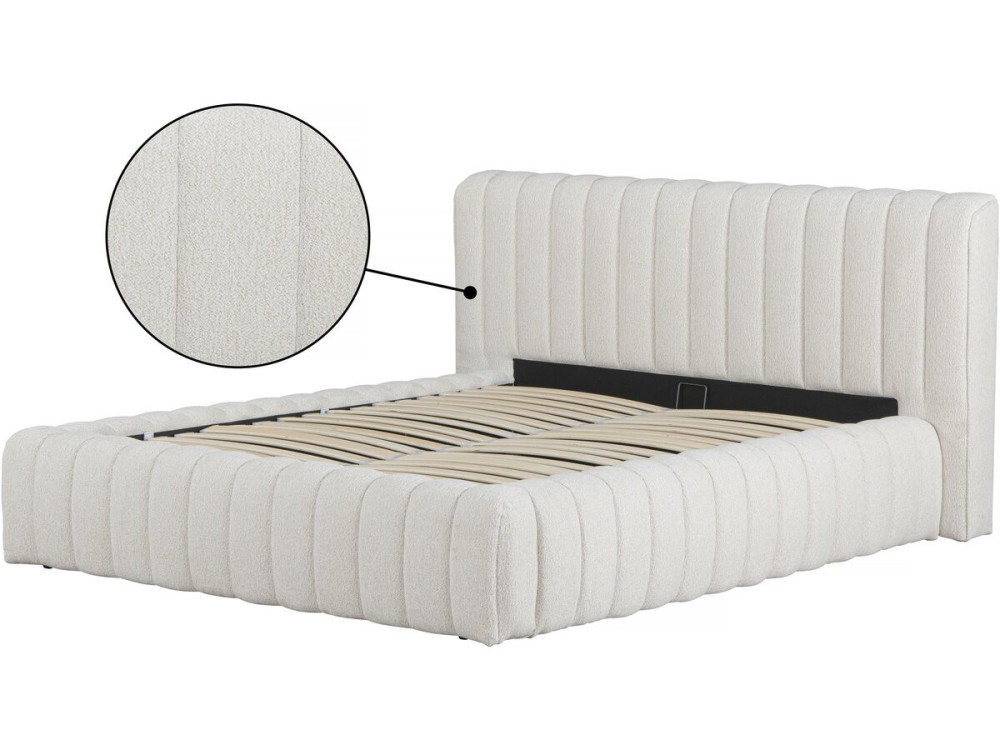 "Tignes" stoffen tweepersoonsbed met opbergruimte - 140 x 190 cm - Beige