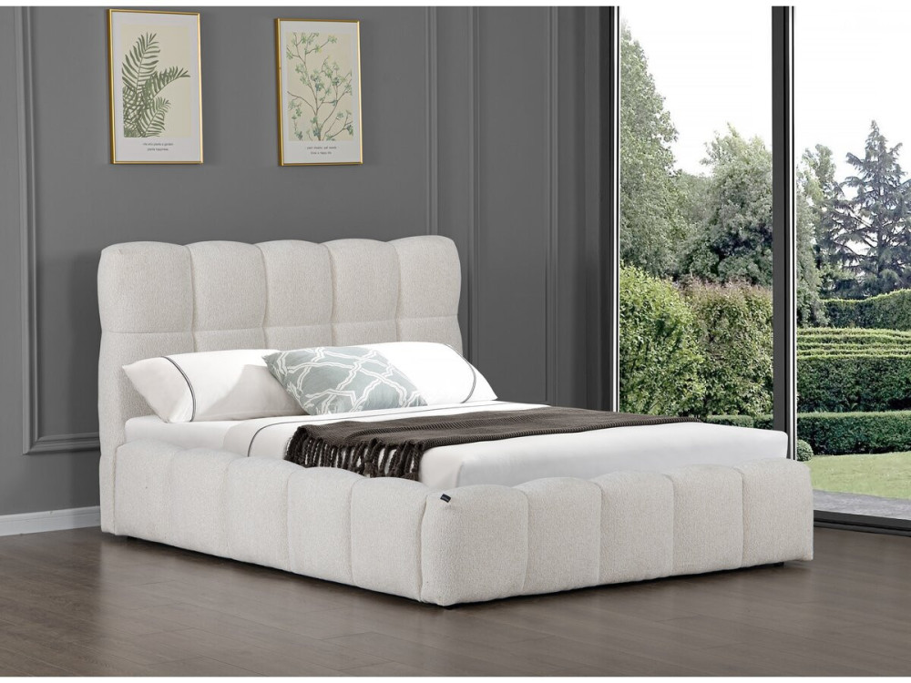 "Davos" stoffen tweepersoonsbed met opbergruimte - 140 x 190 cm - Beige
