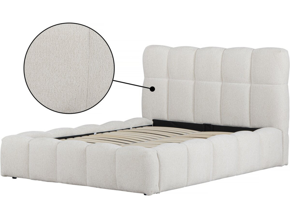 "Davos" stoffen tweepersoonsbed met opbergruimte - 140 x 190 cm - Beige