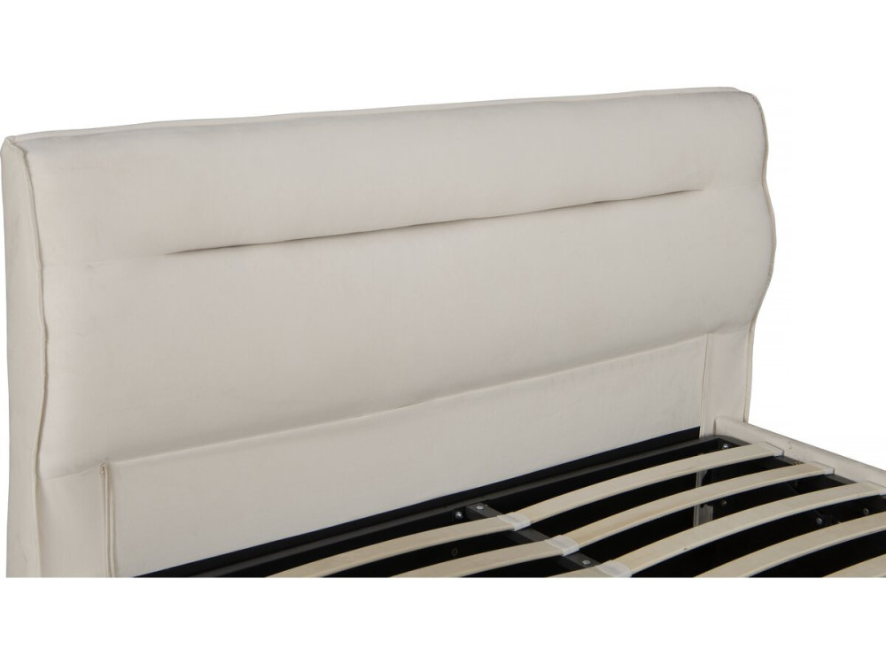 Tweepersoonsbed met opbergruimte in fluweel "Chamonix" - 140 x 190 cm - Beige