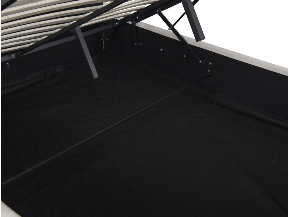 Tweepersoonsbed met opbergruimte in fluweel "Chamonix" - 140 x 190 cm - Beige