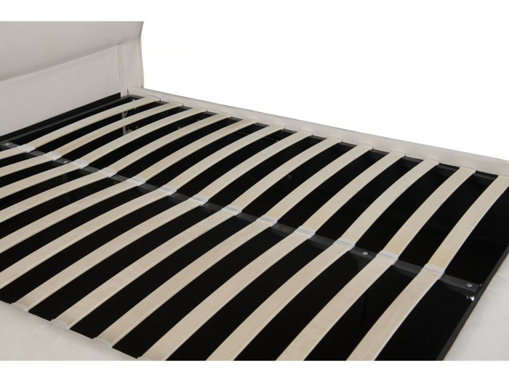 Tweepersoonsbed met opbergruimte in fluweel "Chamonix" - 140 x 190 cm - Beige
