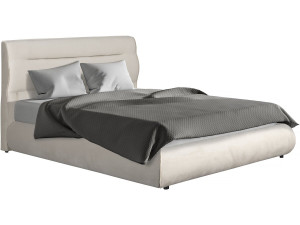 Tweepersoonsbed met opbergruimte in fluweel "Chamonix" - 160 x 200 cm - Beige