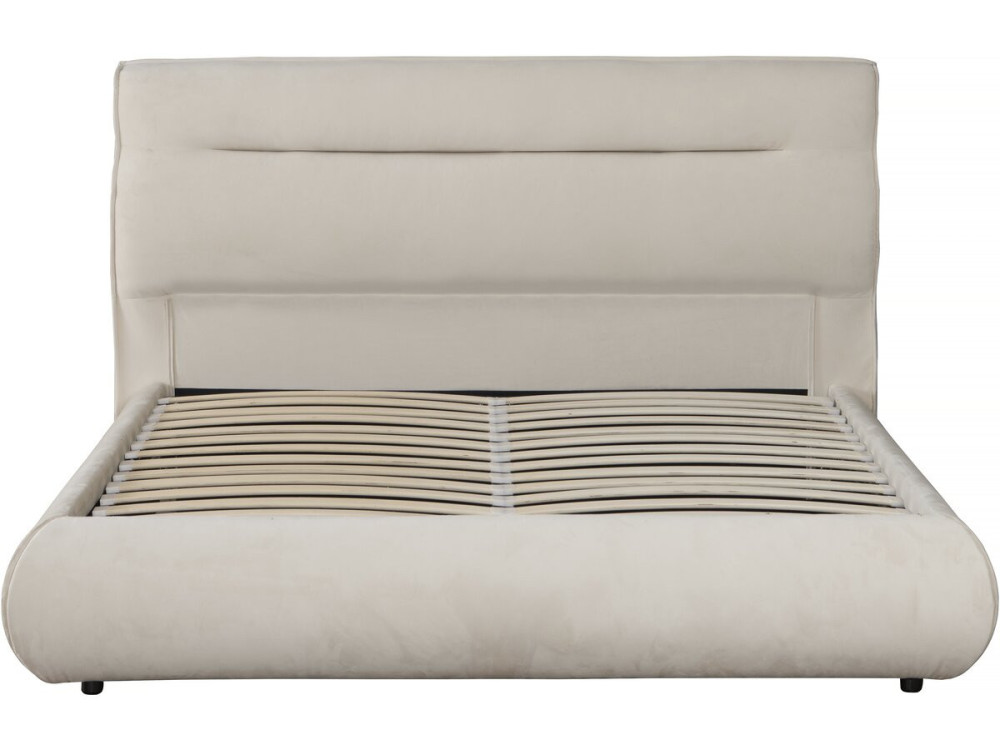 Tweepersoonsbed met opbergruimte in fluweel "Chamonix" - 160 x 200 cm - Beige