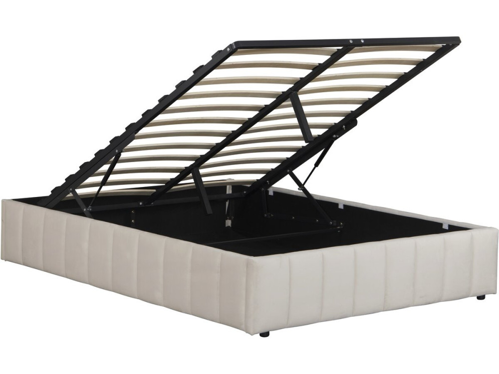 Meribel" fluwelen tweepersoonsbed met box - Beige - 140 x 190 cm