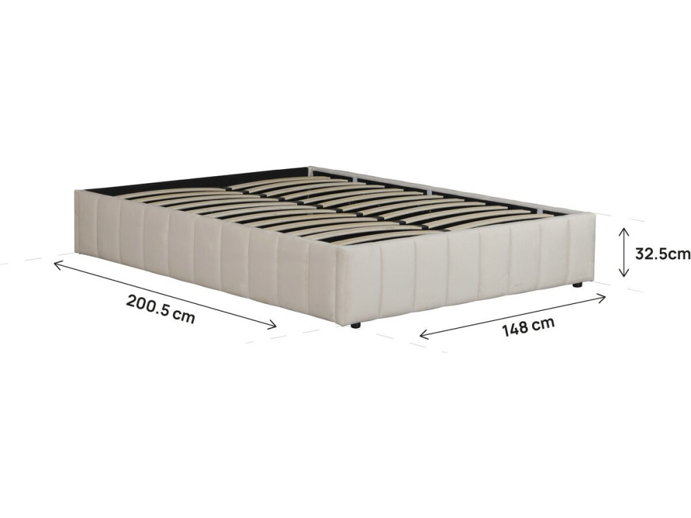 Meribel" fluwelen tweepersoonsbed met box - Beige - 140 x 190 cm