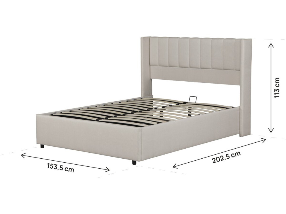 Tweepersoonsbed "Saint-Moritz" in linnen met box - 140 x 190 cm - Beige