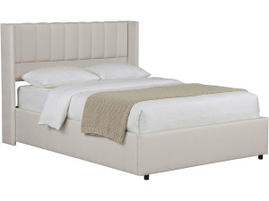 Tweepersoonsbed "Saint-Moritz" in linnen met box - 160 x 200 cm - Beige