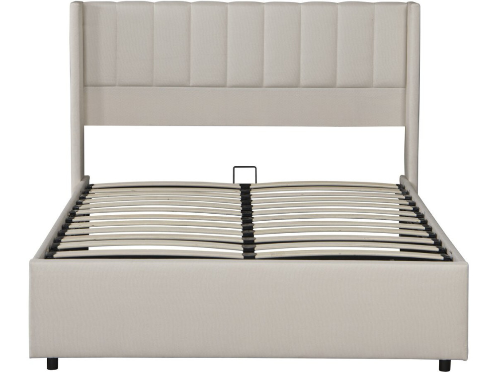 Tweepersoonsbed "Saint-Moritz" in linnen met box - 160 x 200 cm - Beige