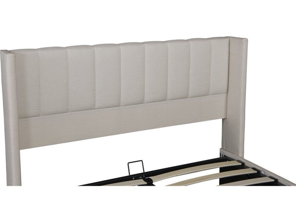 Tweepersoonsbed "Saint-Moritz" in linnen met box - 160 x 200 cm - Beige