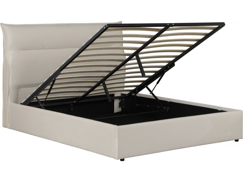 Fluwelen bed "Isola" met opbergbox - 160 x 200 cm - Beige