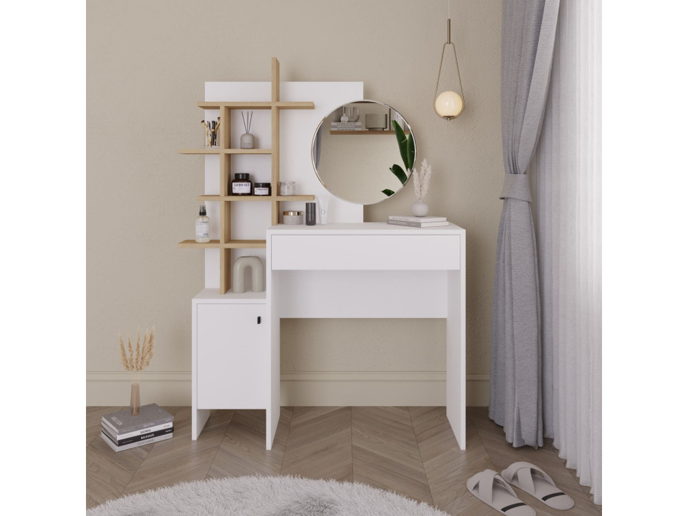 Houten make-up tafel "Mup" 105 x 35 x 151 cm - Wit
