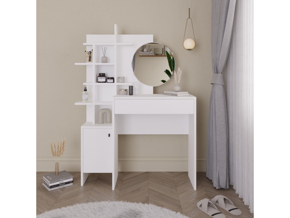 Houten make-up tafel "Mup" 105 x 35 x 151 cm - Wit