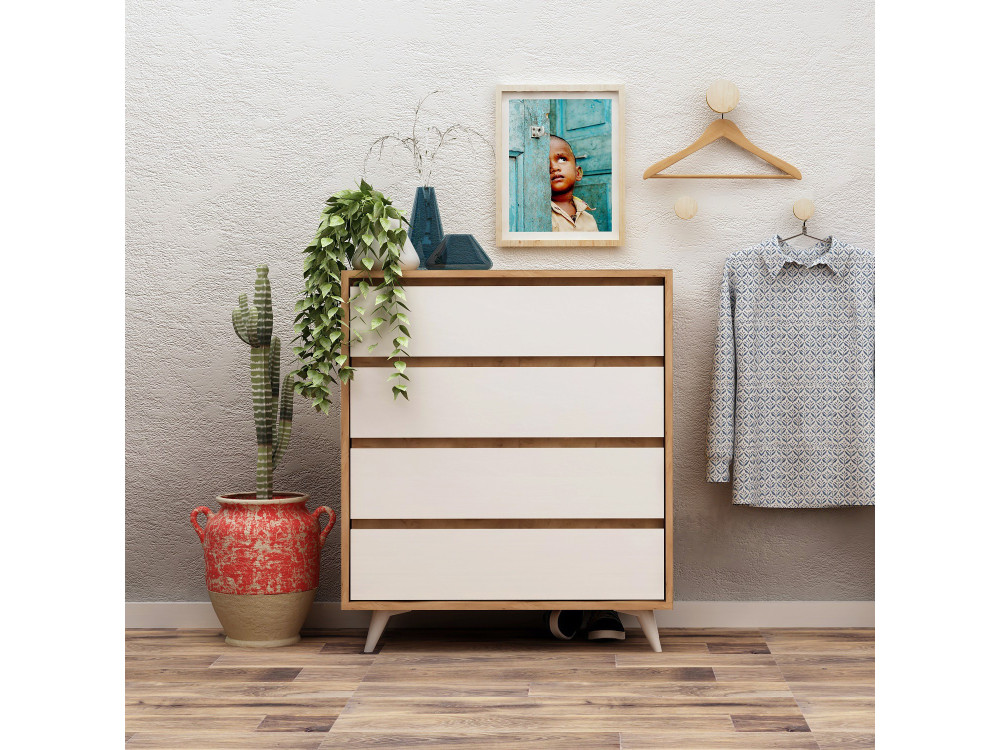 Houten ladekast "Suvera" - 70 x 40 x 86 cm - Beige