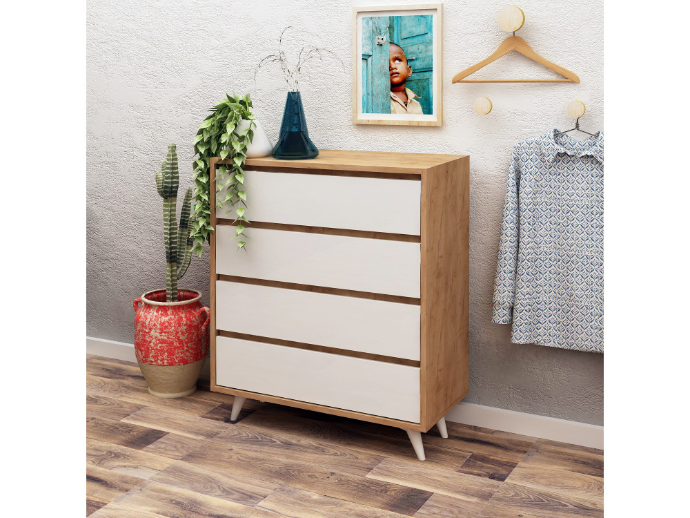 Houten ladekast "Suvera" - 70 x 40 x 86 cm - Beige