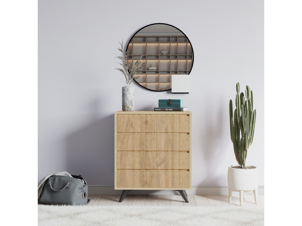 Houten ladekast "Suvera" - 70 x 40 x 86 cm - Lichtbruin