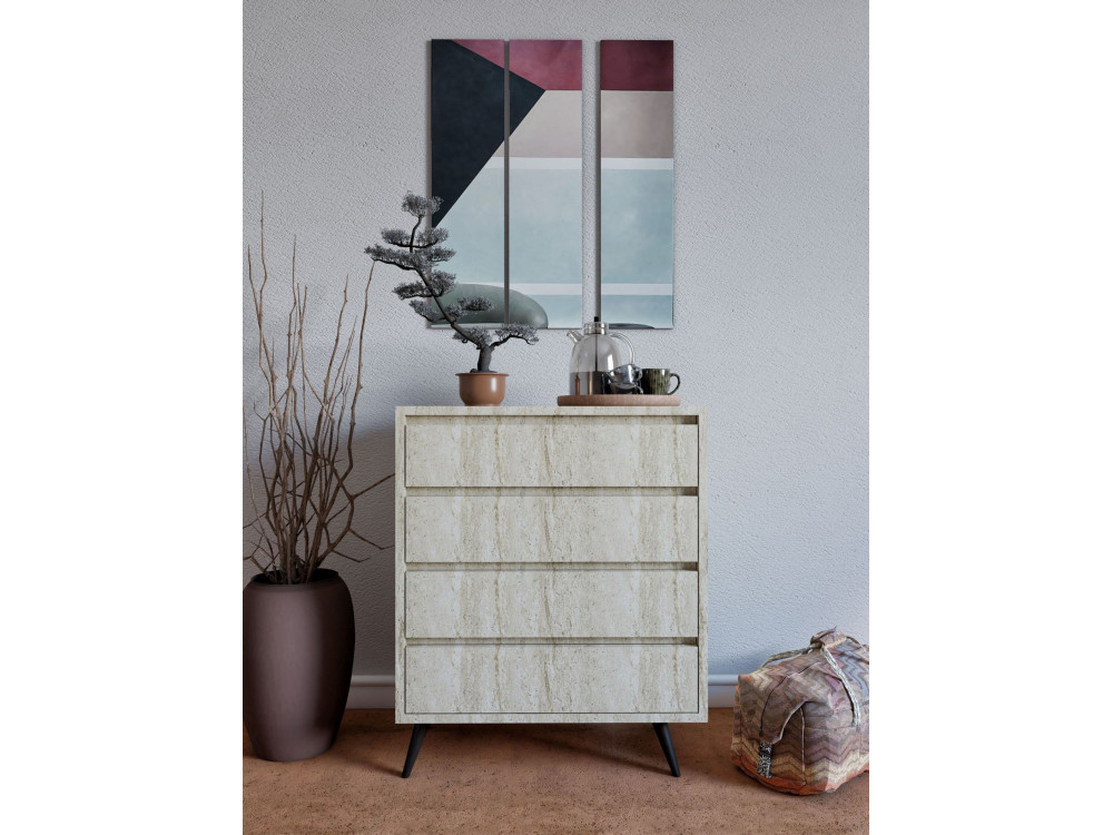 Houten ladekast "Suvera" - 70 x 40 x 86 cm - Travertin