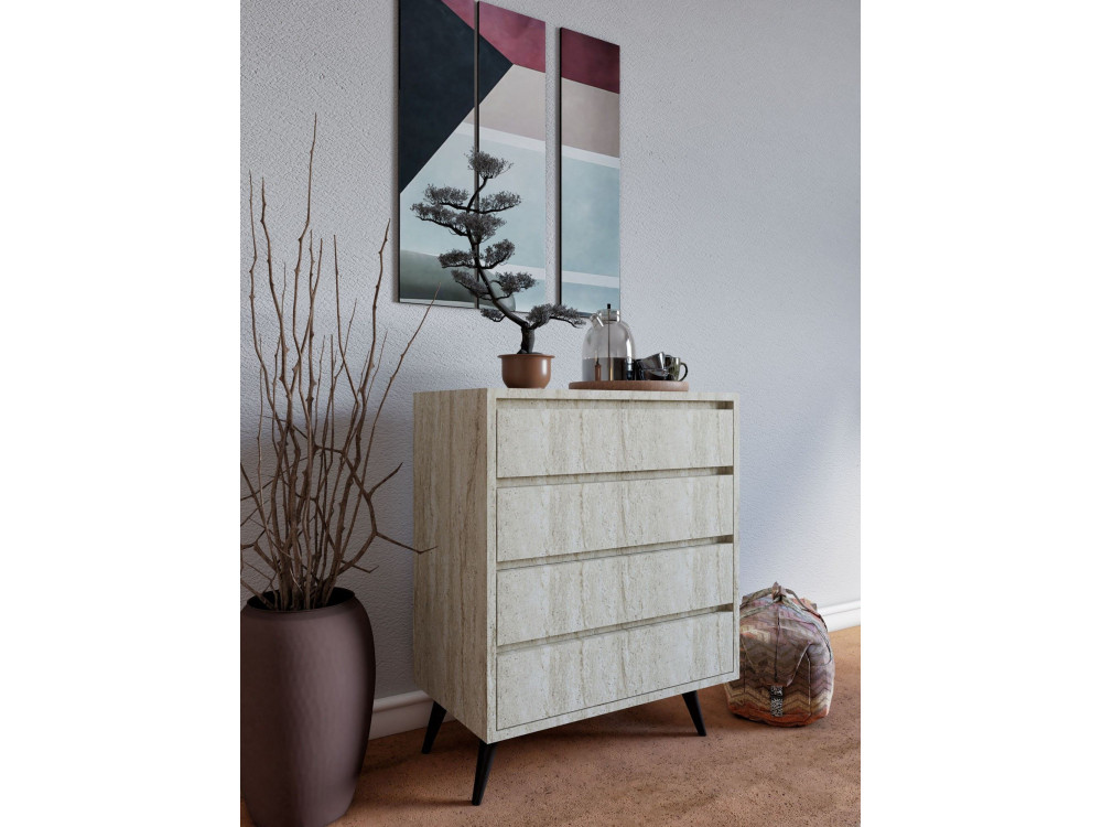 Houten ladekast "Suvera" - 70 x 40 x 86 cm - Travertin