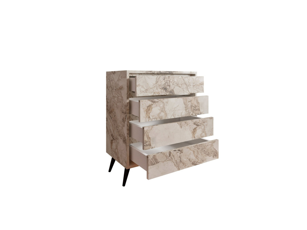 Houten ladekast "Suvera" - 70 x 40 x 86 cm - Gemarmerd beige