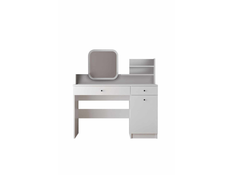 Kaptafel "Harmony Square" met vierkante houten spiegel - 124 x 40 x 135 cm - Wit