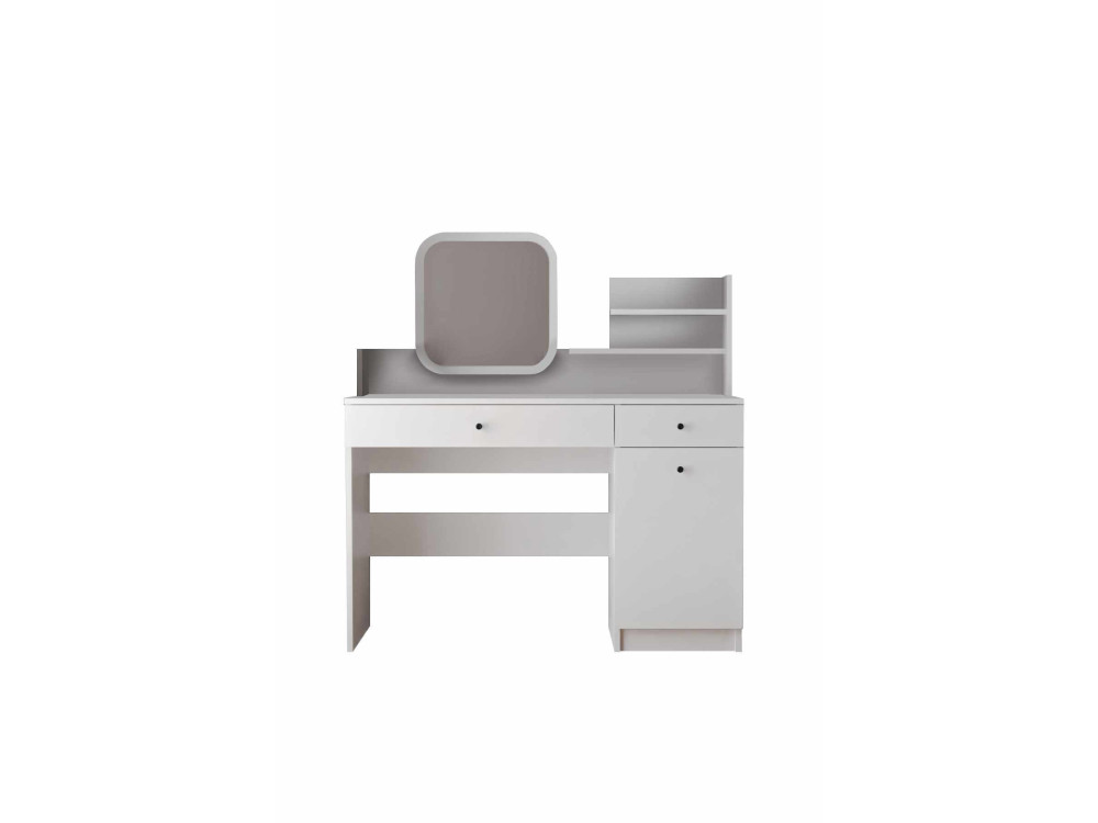 Kaptafel "Harmony Square" met vierkante houten spiegel - 124 x 40 x 135 cm - Wit