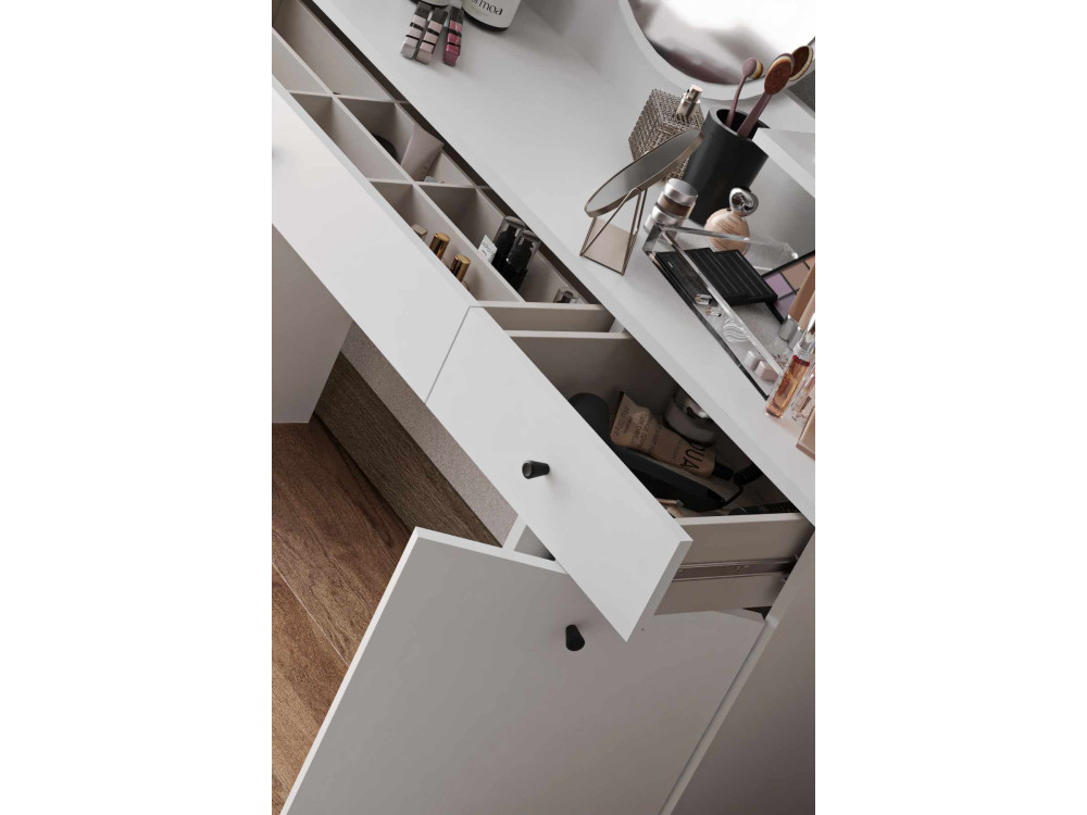 Kaptafel "Harmony Square" met vierkante houten spiegel - 124 x 40 x 135 cm - Wit