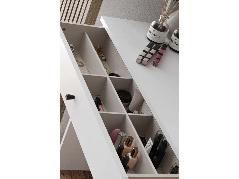 Kaptafel "Harmony Square" met vierkante houten spiegel - 124 x 40 x 135 cm - Wit