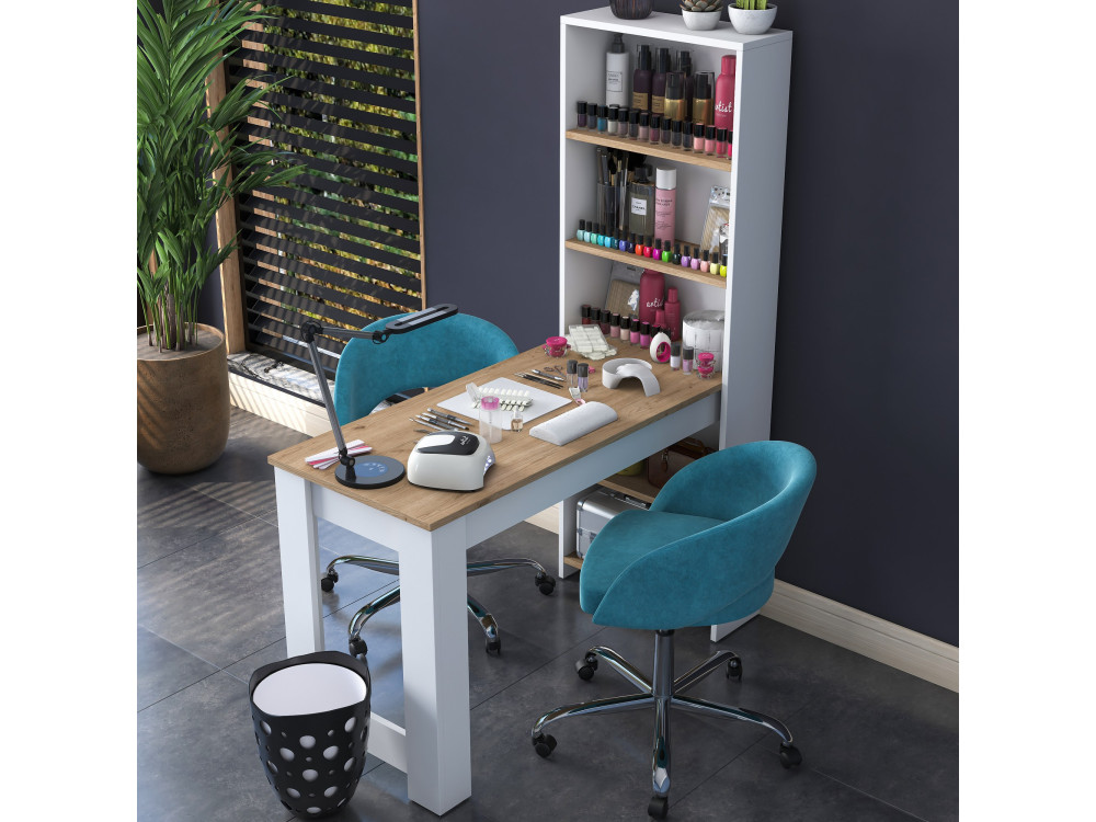 Kaptafel "Ferna" met houten planken - 120 x 54 x 154 cm - Bruin