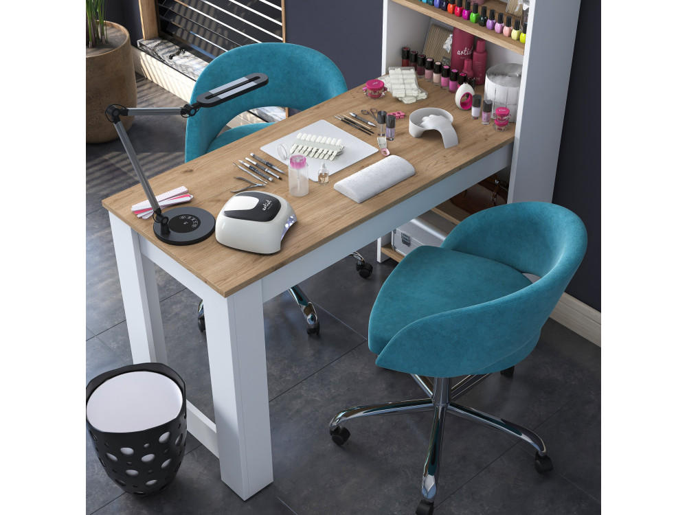 Kaptafel "Ferna" met houten planken - 120 x 54 x 154 cm - Bruin