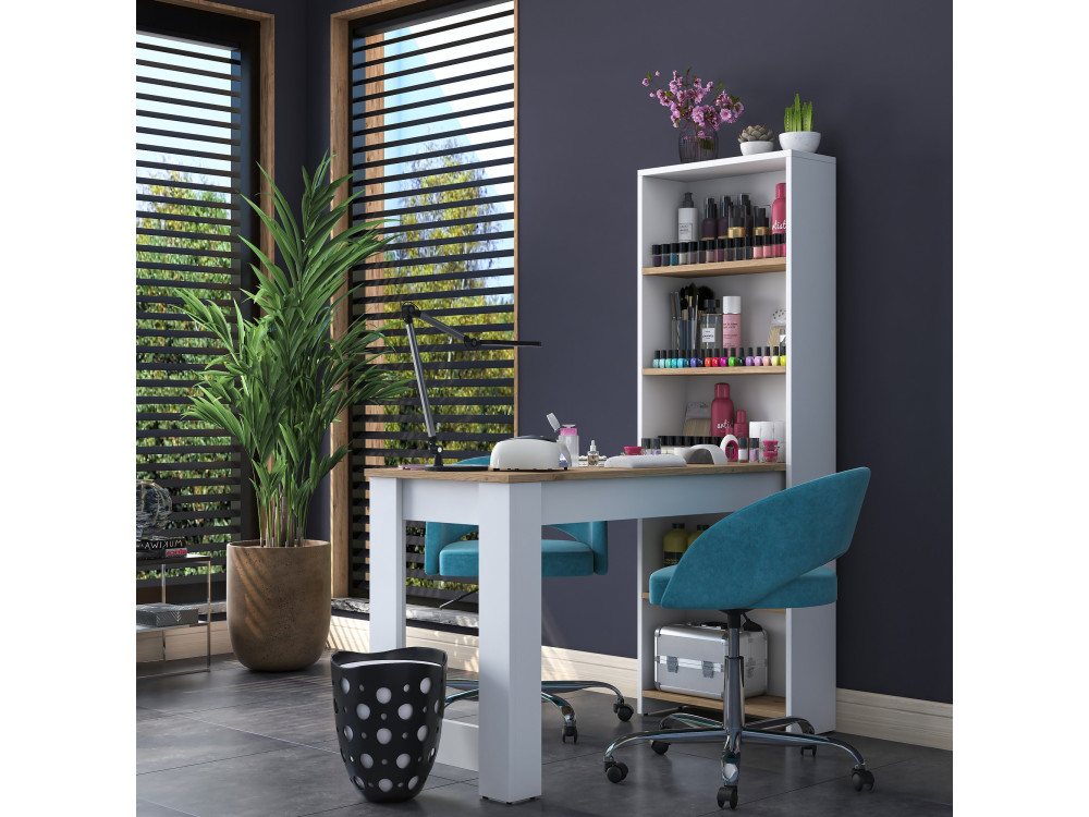 Kaptafel "Ferna" met houten planken - 120 x 54 x 154 cm - Bruin