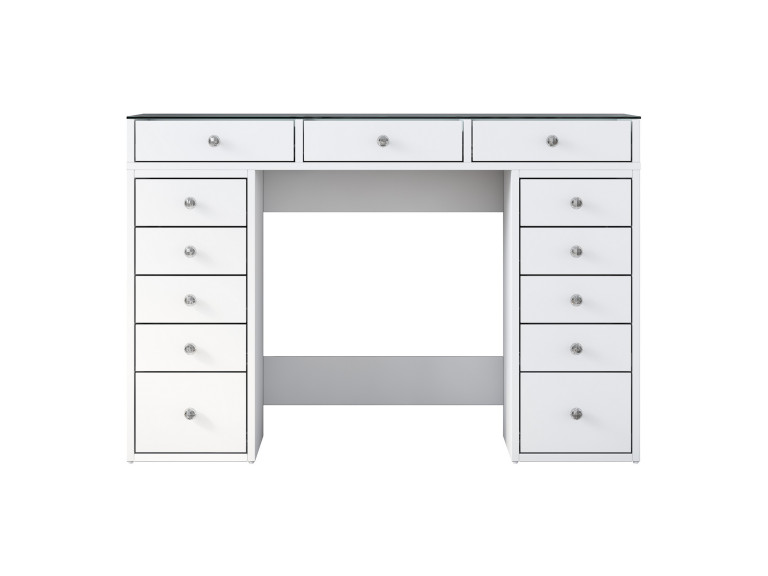 Kaptafel "Sina" met ingebouwde houten laden - 120 x 44 x 80 cm - Wit