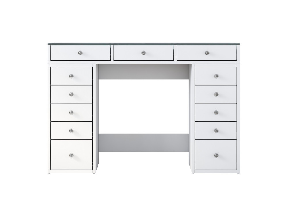 Kaptafel "Sina" met ingebouwde houten laden - 120 x 44 x 80 cm - Wit