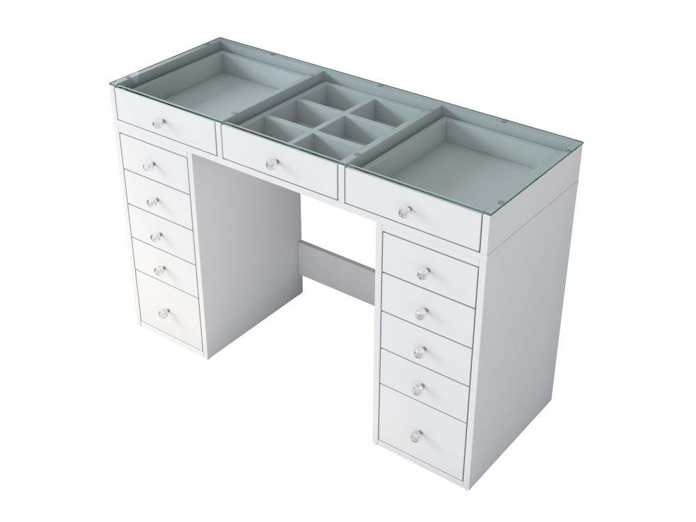 Kaptafel "Sina" met ingebouwde houten laden - 120 x 44 x 80 cm - Wit