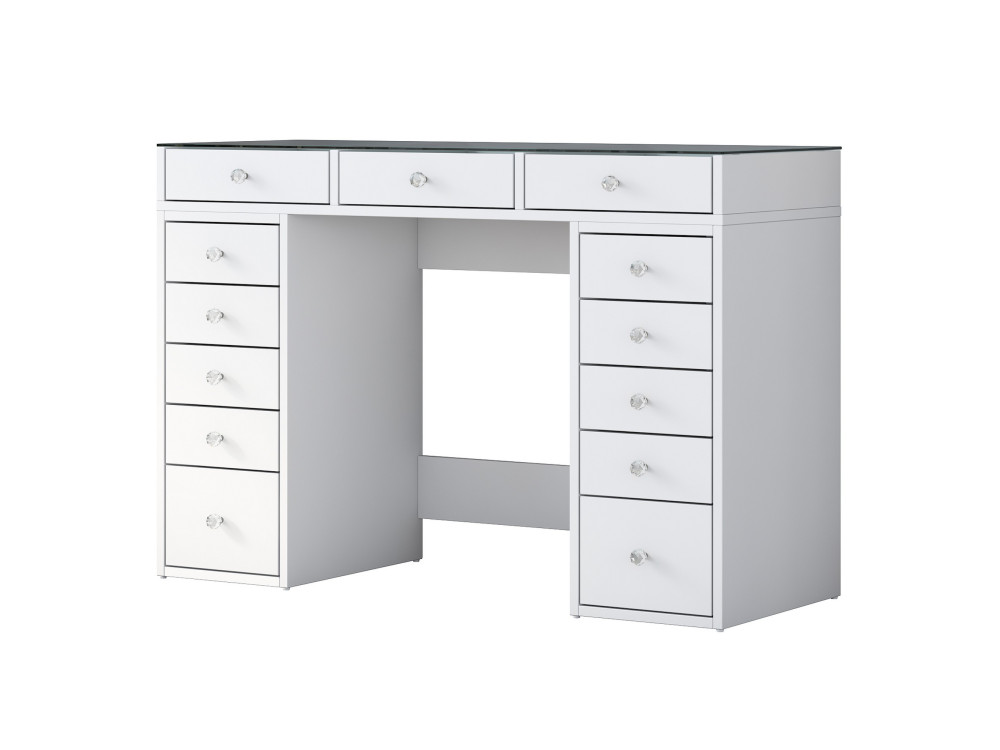 Kaptafel "Sina" met ingebouwde houten laden - 120 x 44 x 80 cm - Wit