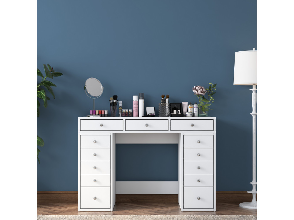 Kaptafel "Sena" met ingebouwde houten laden - 120 x 44 x 82 cm - Wit