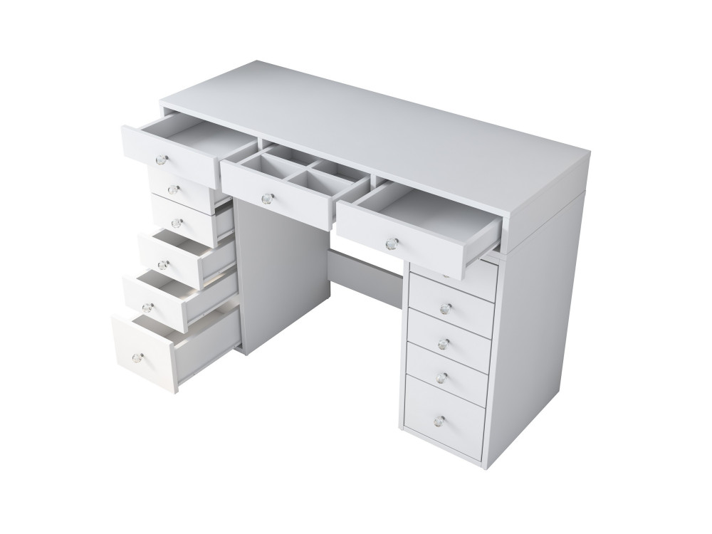 Kaptafel "Sena" met ingebouwde houten laden - 120 x 44 x 82 cm - Wit