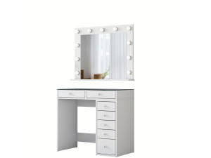 Kaptafel "Kona" met houten spiegel - 90 x 44 x 80 cm - Wit